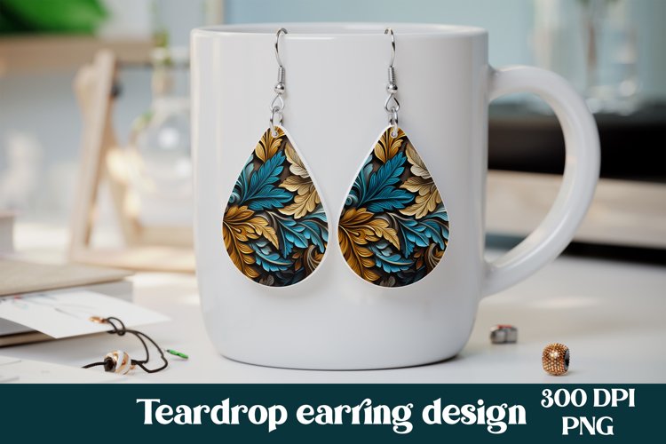 3d leather floral teardrop earring | Leaves earring design