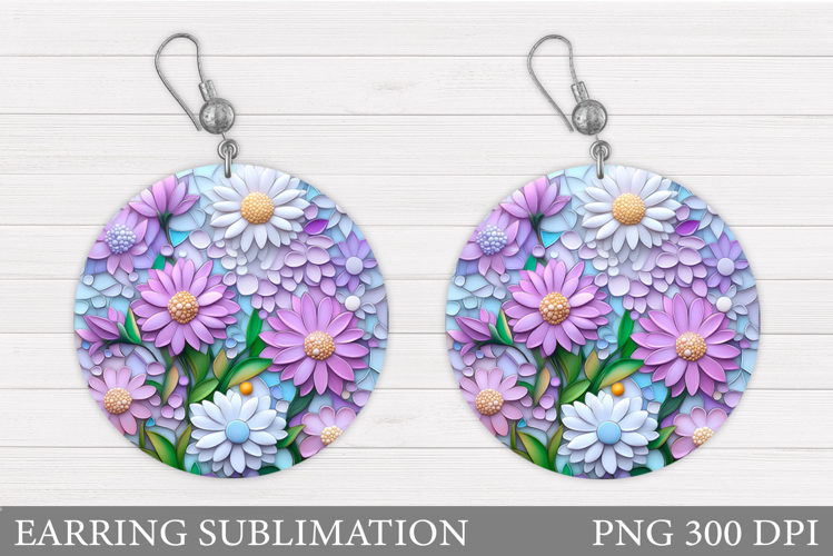 Flowers Round Earring. Wildflowers Earring Sublimation