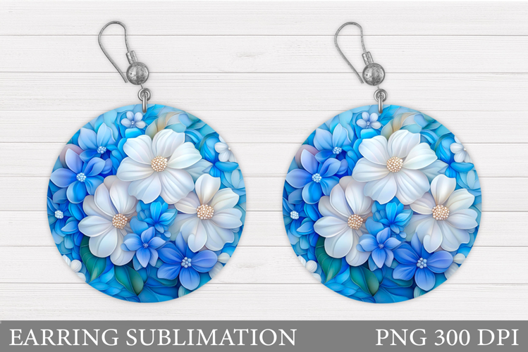 Flowers Earring Sublimation. Flowers Round Earring