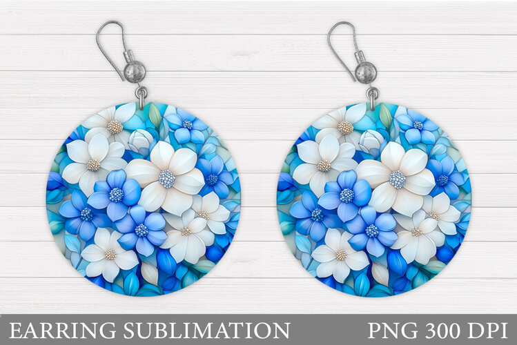 Flowers Round Earring. Wildflowers Earring Sublimation example image 1