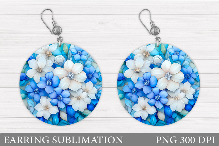 Flowers Round Earring. Wildflowers Earring Sublimation