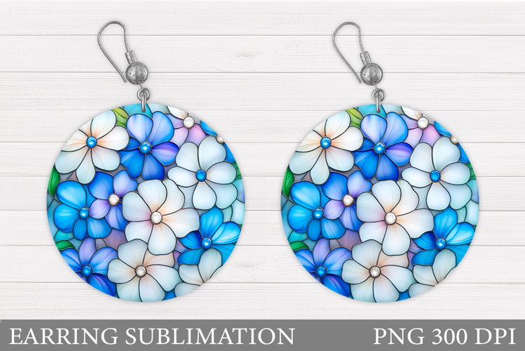 Flowers Earring Sublimation. Flowers Round Earring