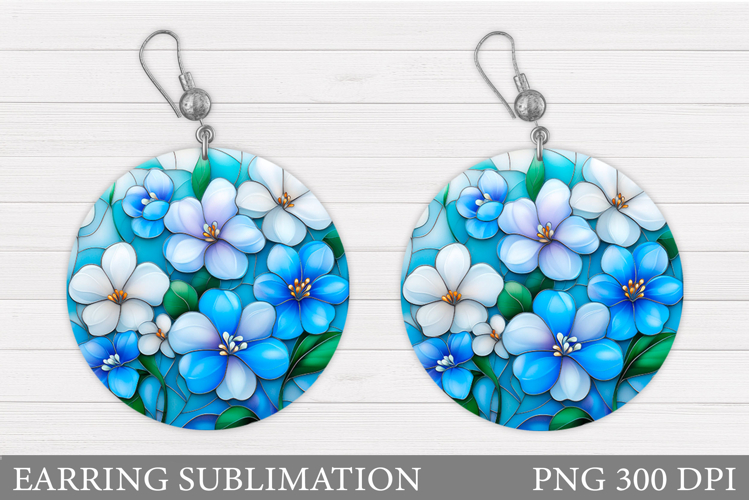 Flowers Earring Sublimation. Flowers Round Earring