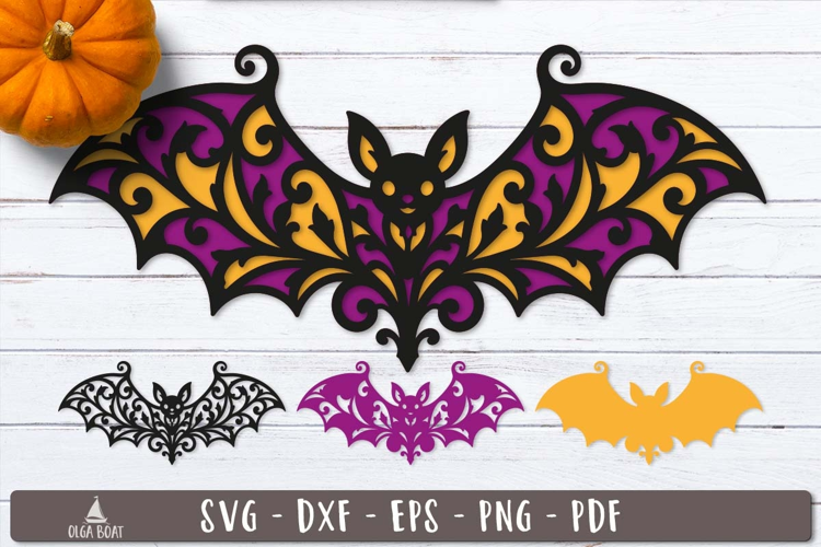 3d Halloween Bat Vintage Layered SVG design