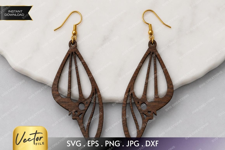 Geometric Leaf Earrings SVG| Laser Cut Earring example image 1