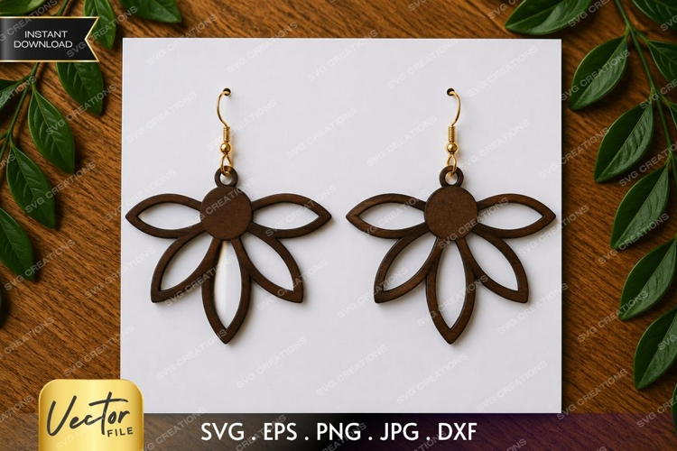 Minimal Flower Earrings SVG| Laser Cut Earring example image 1