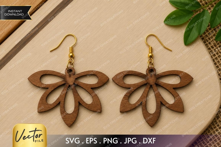 Leaf Petal Earrings SVG| Laser Cut Earring example image 1