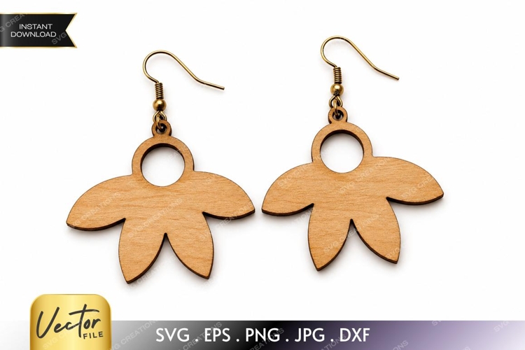 Minimal Petal Earrings SVG| Laser Cut Earring example image 1