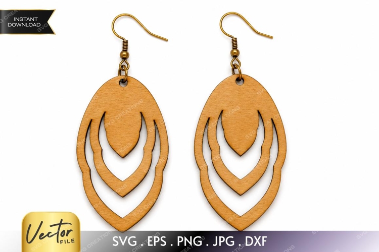Layered Leaf Earrings SVG| Laser Cut Earring example image 1
