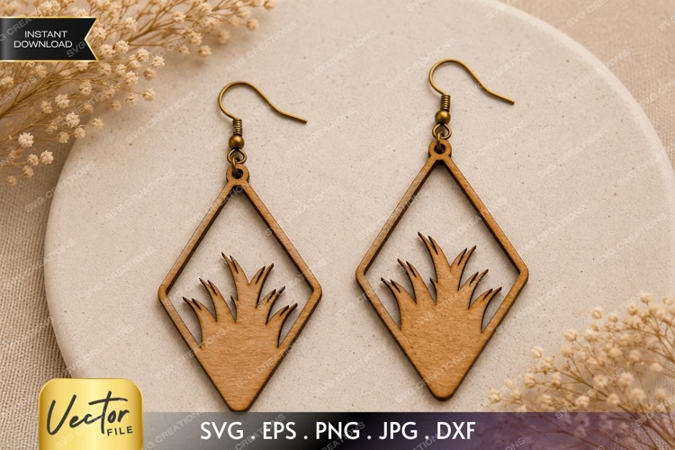 Grass Diamond Earrings SVG| Laser Cut Earring example image 1