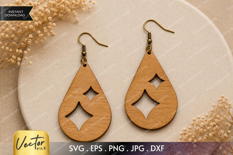 Sparkle Teardrop Earrings SVG| Laser Cut Earring example image 1