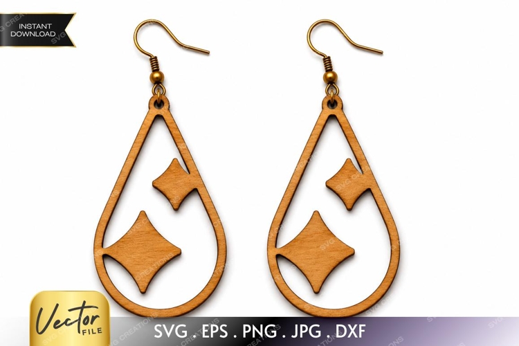 Floating Sparkle Earrings SVG| Laser Cut Earring example image 1