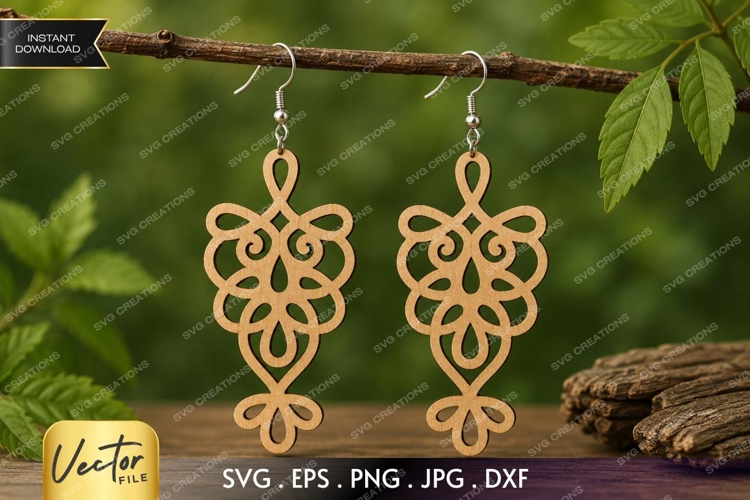 Elegant Floral Loop Earrings SVG| Laser Cut Earring example image 1