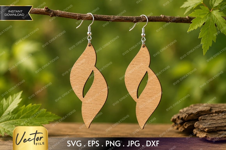 Minimalist Leaf Earrings SVG| Laser Cut Earring example image 1