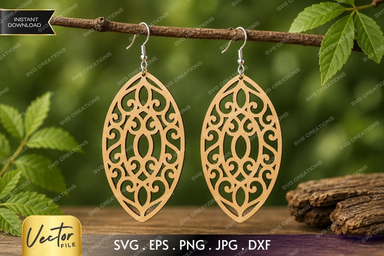 Mandala Oval Earrings SVG| Laser Cut Earring
