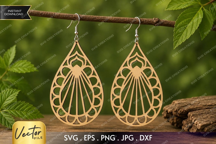 Art Deco Teardrop Earrings SVG| Laser Cut Earring