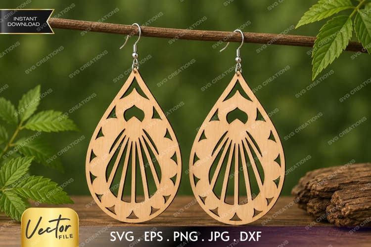 Shell Teardrop Earrings SVG| Laser Cut Earring