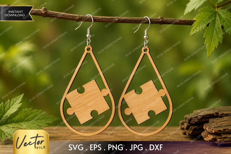 Puzzle Piece Earrings SVG| Laser Cut Earring