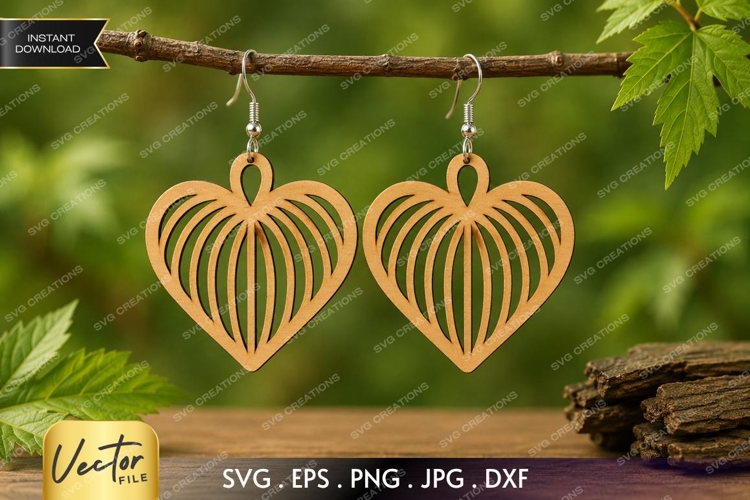 Open Heart Earrings SVG| Laser Cut Earring