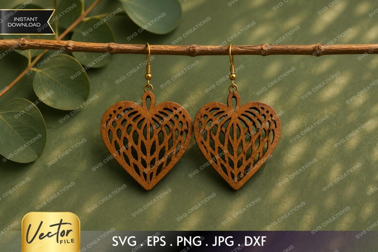 Layered Heart Earrings SVG| Laser Cut Earring
