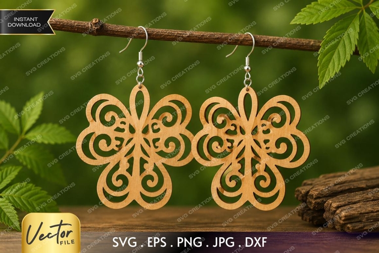Ornamental Floral Earrings SVG| Laser Cut Earring