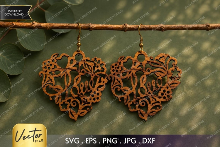 Leaf Flower Earrings SVG| Laser Cut Earring