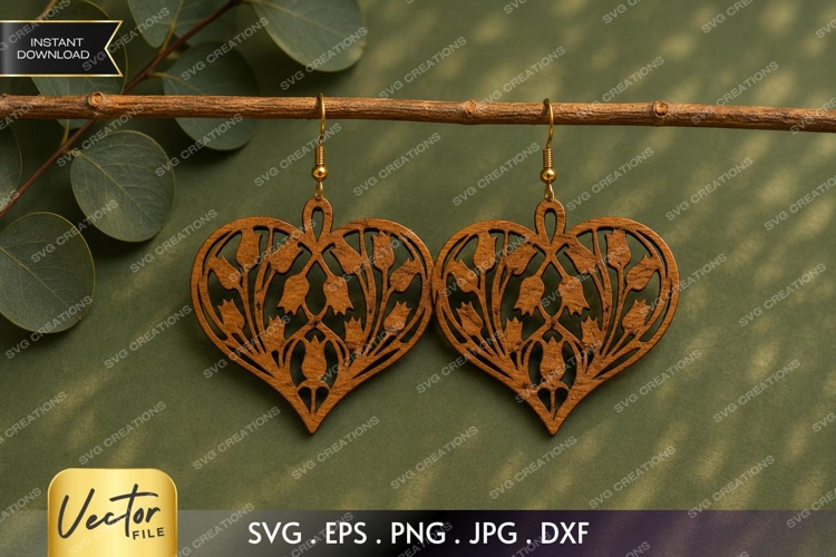 Geometric Heart Earrings SVG| Laser Cut Earring
