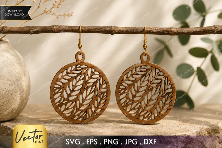 Leaf Pattern Floral Earrings SVG| Laser Cut Earring