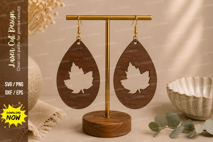 Maple Leaf Earrings Laser Cut SVG File maple leaf earrings