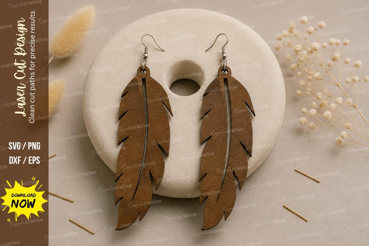 Feather Earrings Laser Cut SVG File feather earrings svg,