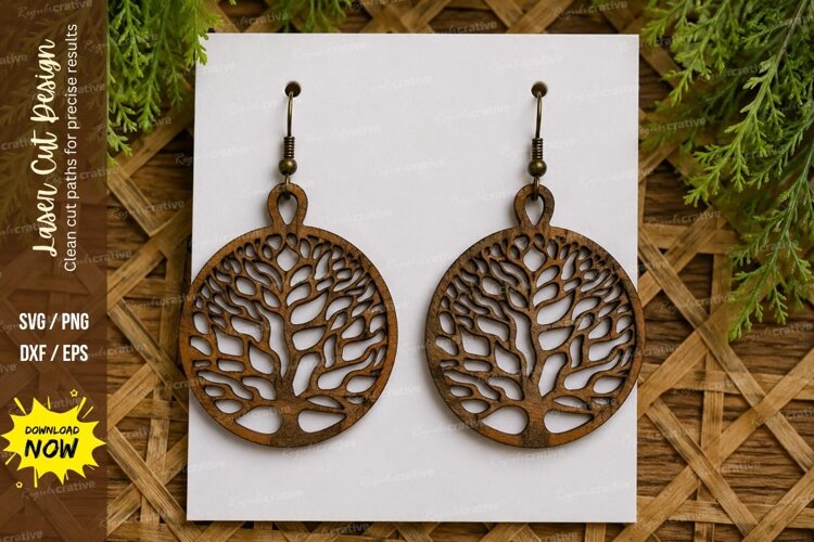 Tree of Life Earrings Laser Cut SVG File tree of life earrin example image 1
