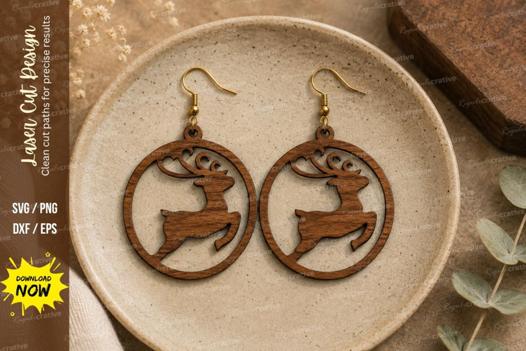 Deer Earrings Laser Cut SVG File deer earrings svg, deer las