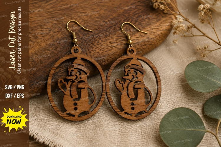 Snowman Earrings Laser Cut SVG File snowman earrings svg