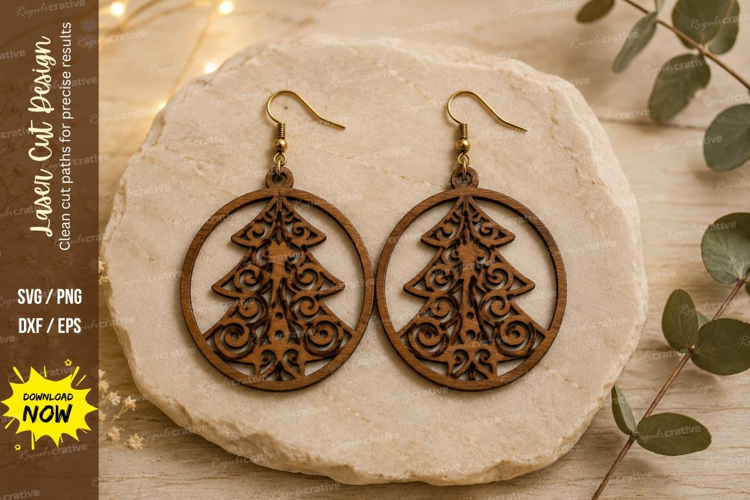 Christmas Tree Earrings Laser Cut SVG File christmas tree
