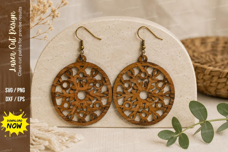 Mandala Flower Earrings Laser Cut SVG File mandala earrings