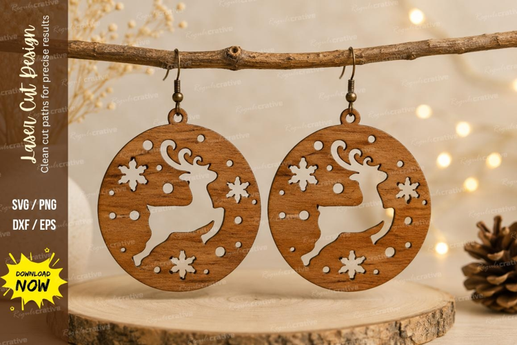 Christmas Reindeer Earrings Laser Cut SVG File reindeer