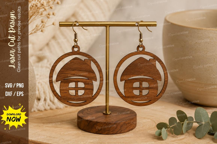 Camper Round Earrings Laser Cut SVG File camper earrings svg