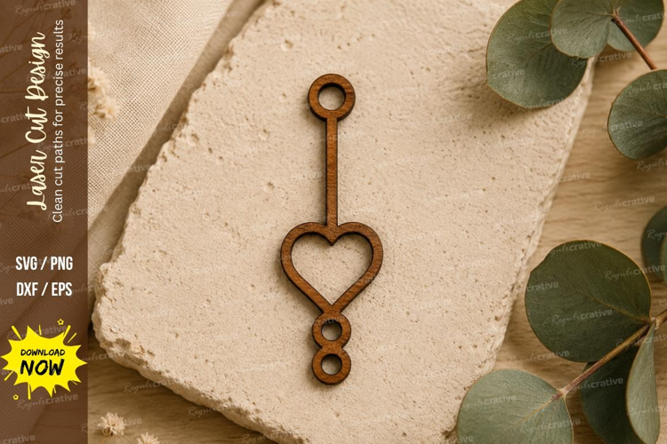 Heart Dangle Earrings Laser Cut SVG File heart earrings svg,