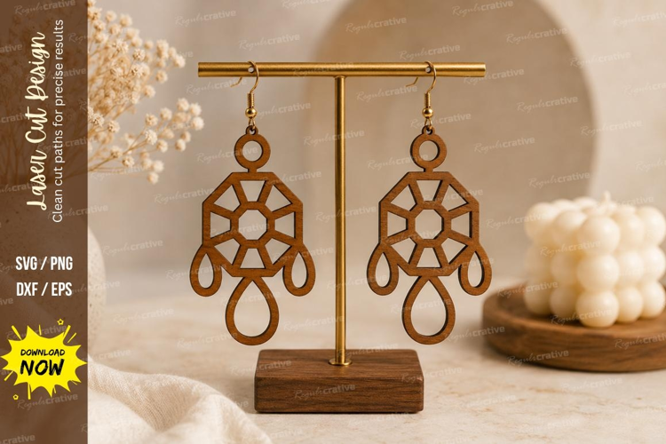 Boho Teardrop Earrings Laser Cut SVG File boho teardrop earr