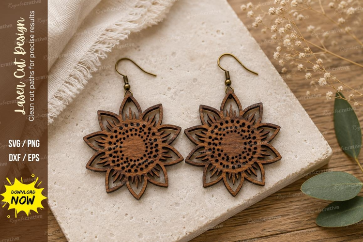 Sunflower Earrings Laser Cut SVG File sunflower earrings svg