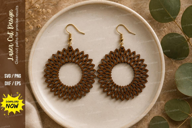 Sunburst Earrings Laser Cut SVG File sunburst earrings svg,