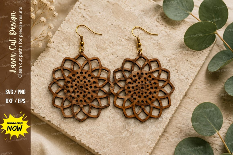 Mandala Flower Earrings Laser Cut SVG File mandala earrings