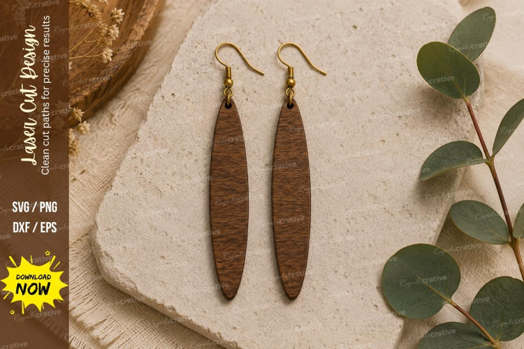 Long Leaf Earrings Laser Cut SVG File leaf earrings svg, lon