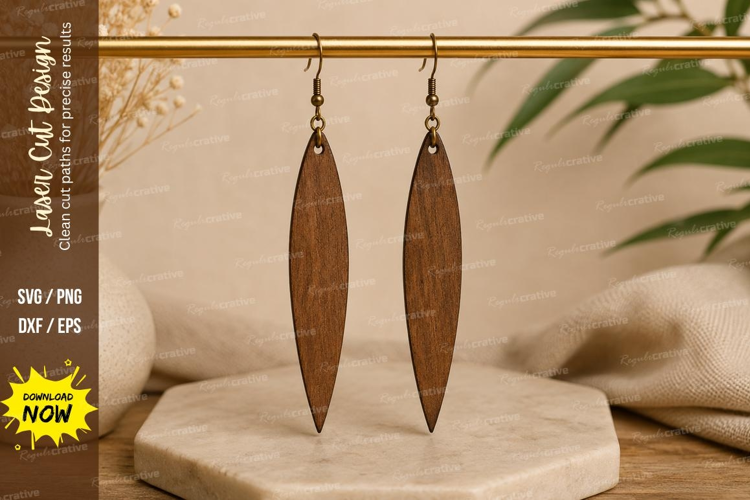 Wood Leaf Earrings Laser Cut SVG File wood leaf earrings