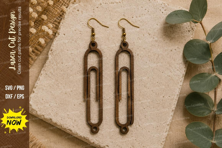 Paperclip Earrings Laser Cut SVG File paperclip earrings svg