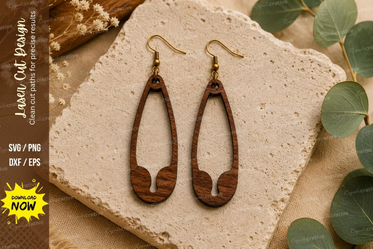 Wood Teardrop Earrings Laser Cut SVG File wood teardrop earr