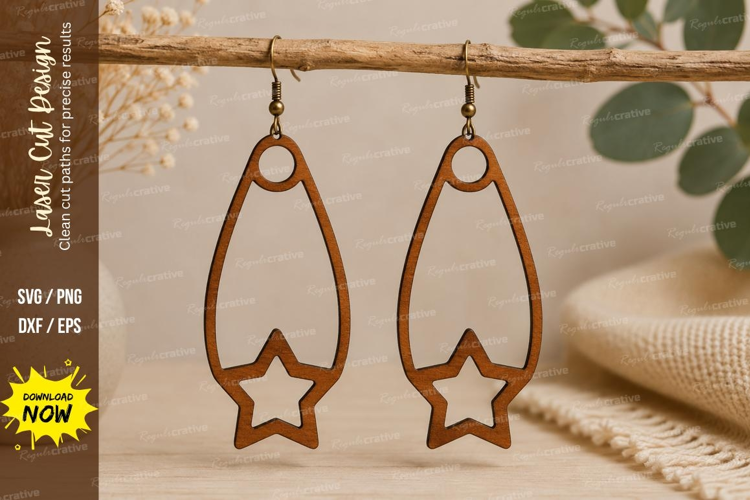 Star Teardrop Earrings Laser Cut SVG File star earrings svg,