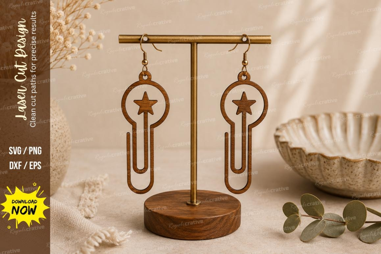 Star Paperclip Earrings Laser Cut SVG File star earrings svg