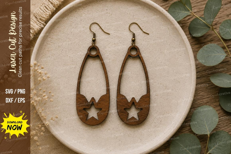 Star Drop Earrings Laser Cut SVG File star drop earrings svg