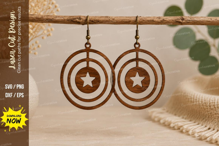 Circle Star Earrings Laser Cut SVG File circle star earrings